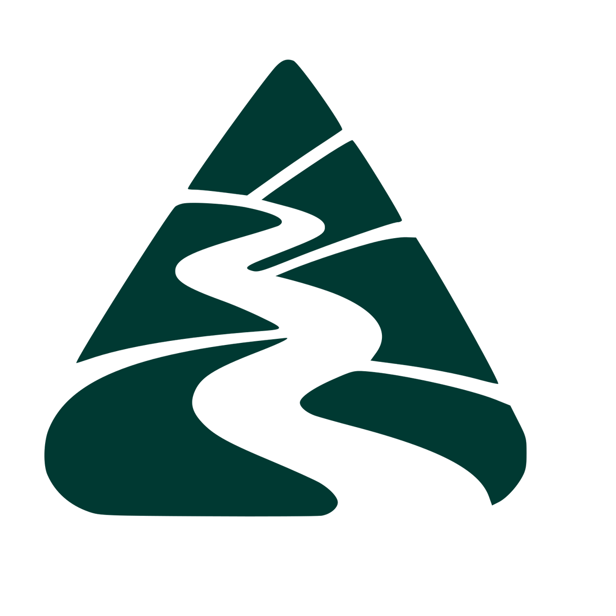 Mountain River Winding Path Logo #003932