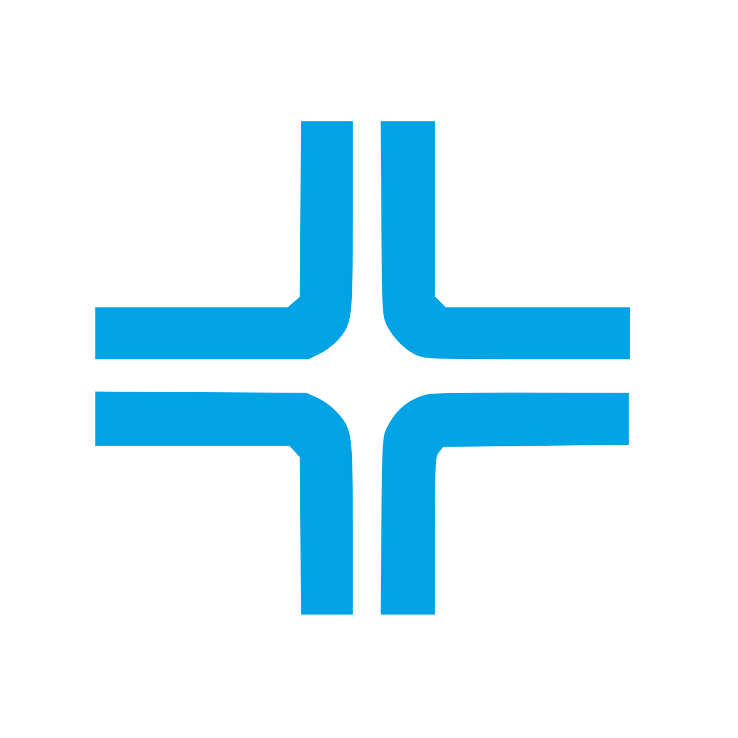 Four-Way Intersection Logo #00a3e4