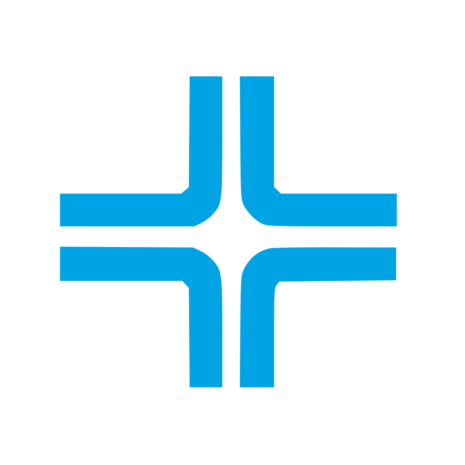 Four-Way Intersection Logo #00a3e4