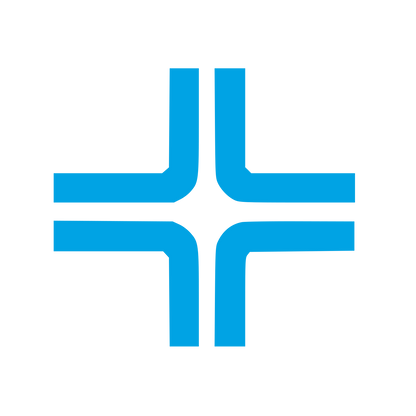 Four-Way Intersection Logo #00a3e4