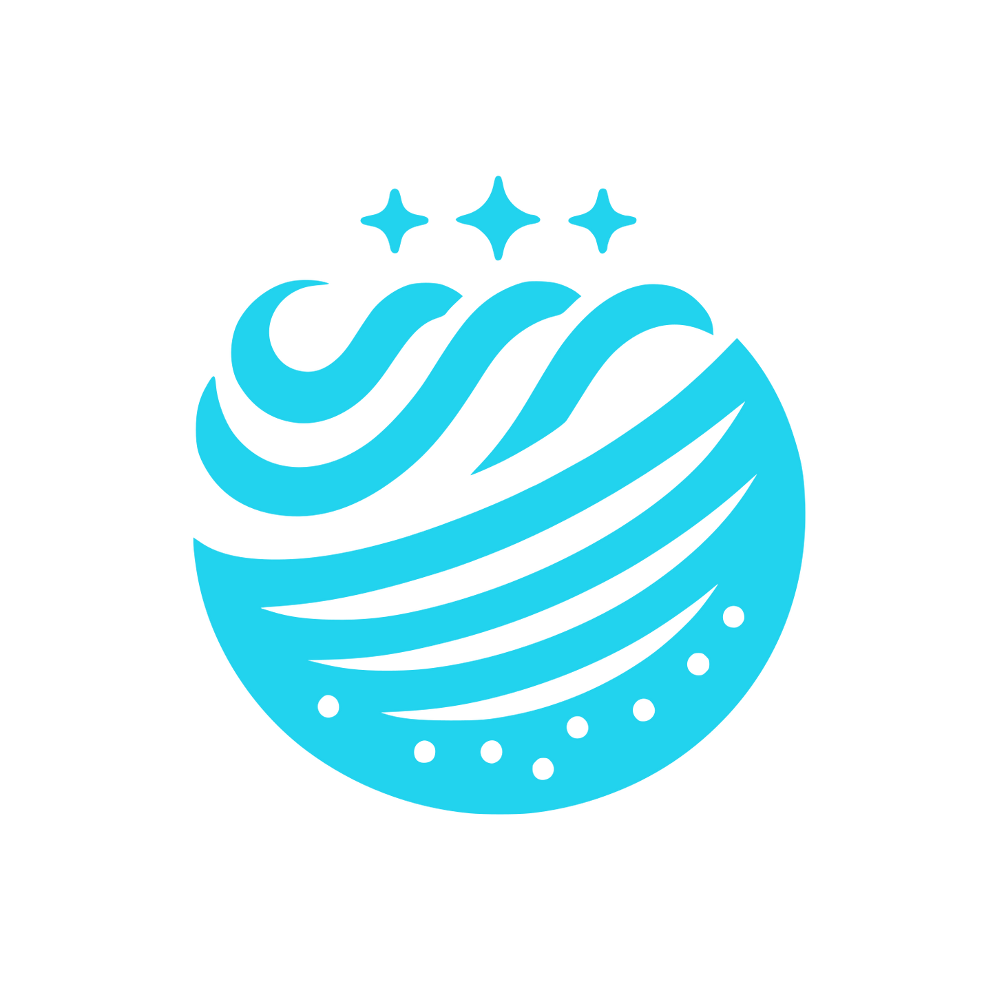 Wave Logo with Stars #22D3EE