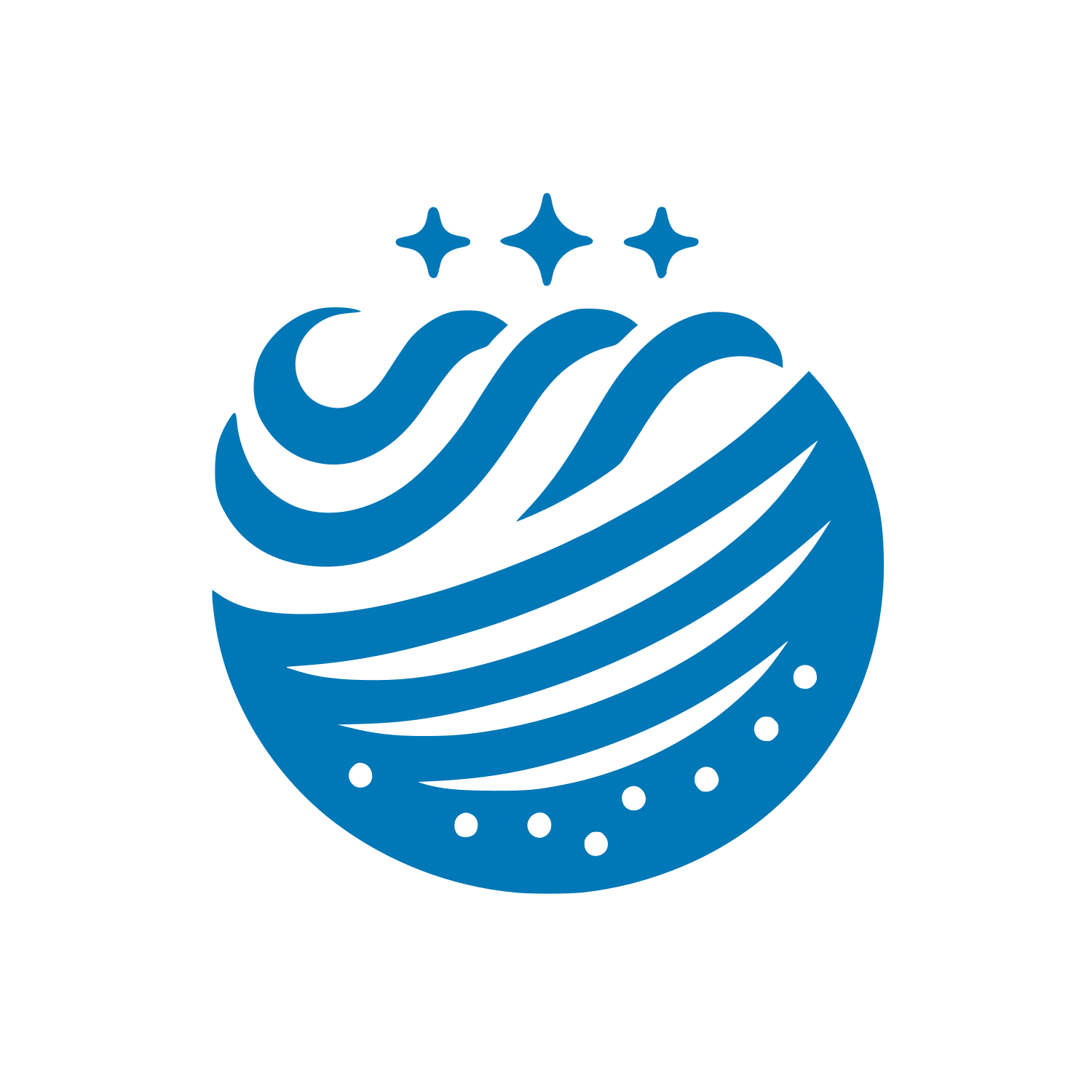 Wave Logo with Stars #0077B6