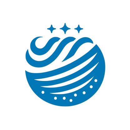 Wave Logo with Stars #0077B6