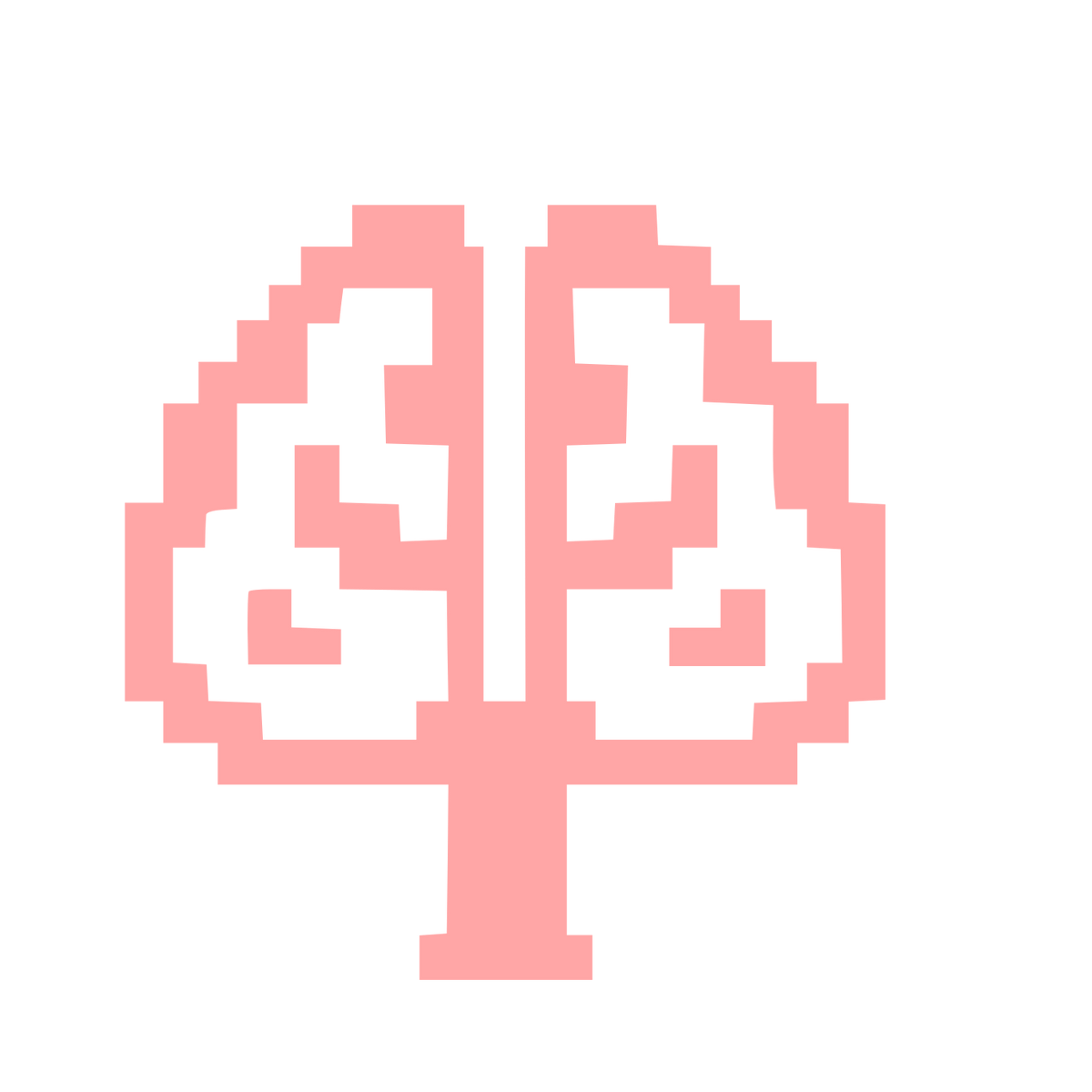 Pixel Brain Tree Logo #ffa6a6
