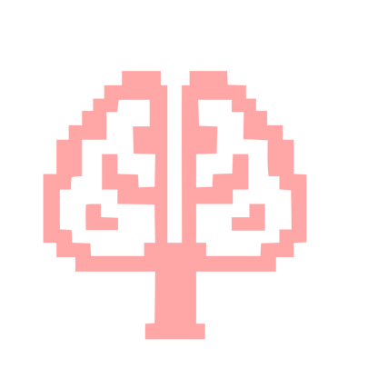 Pixel Brain Tree Logo #ffa6a6