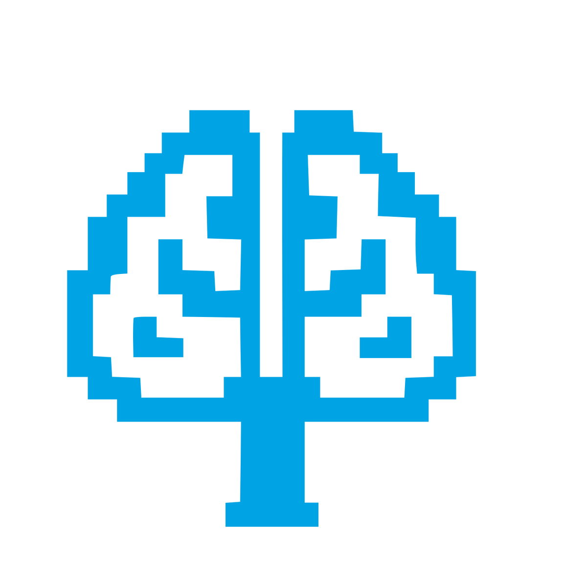 Pixel Brain Tree Logo #00a3e4