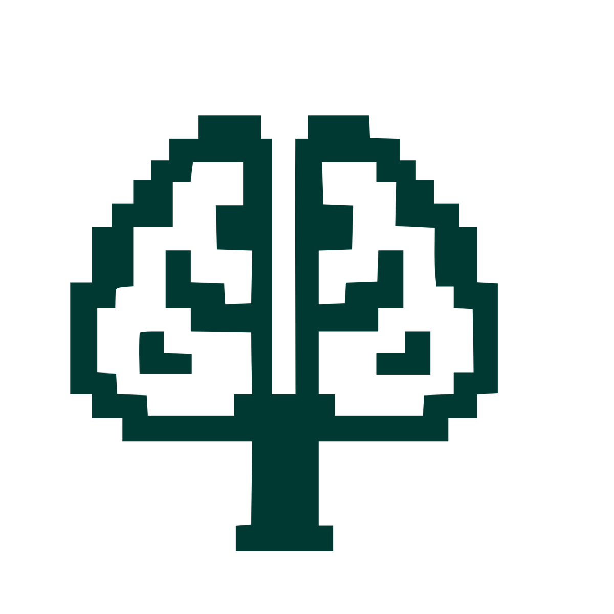 Pixel Brain Tree Logo #003932