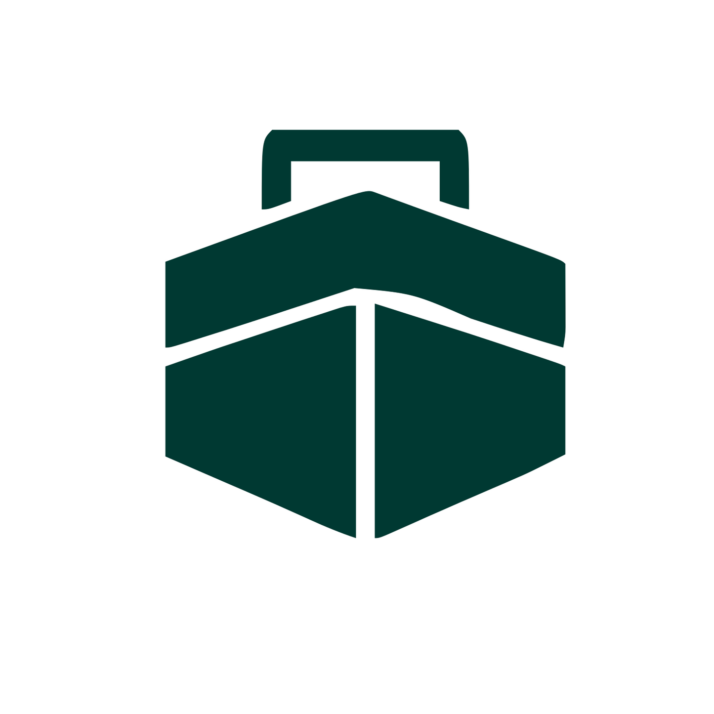 Hexagon Crown Badge Icon #ffffff/#003932
