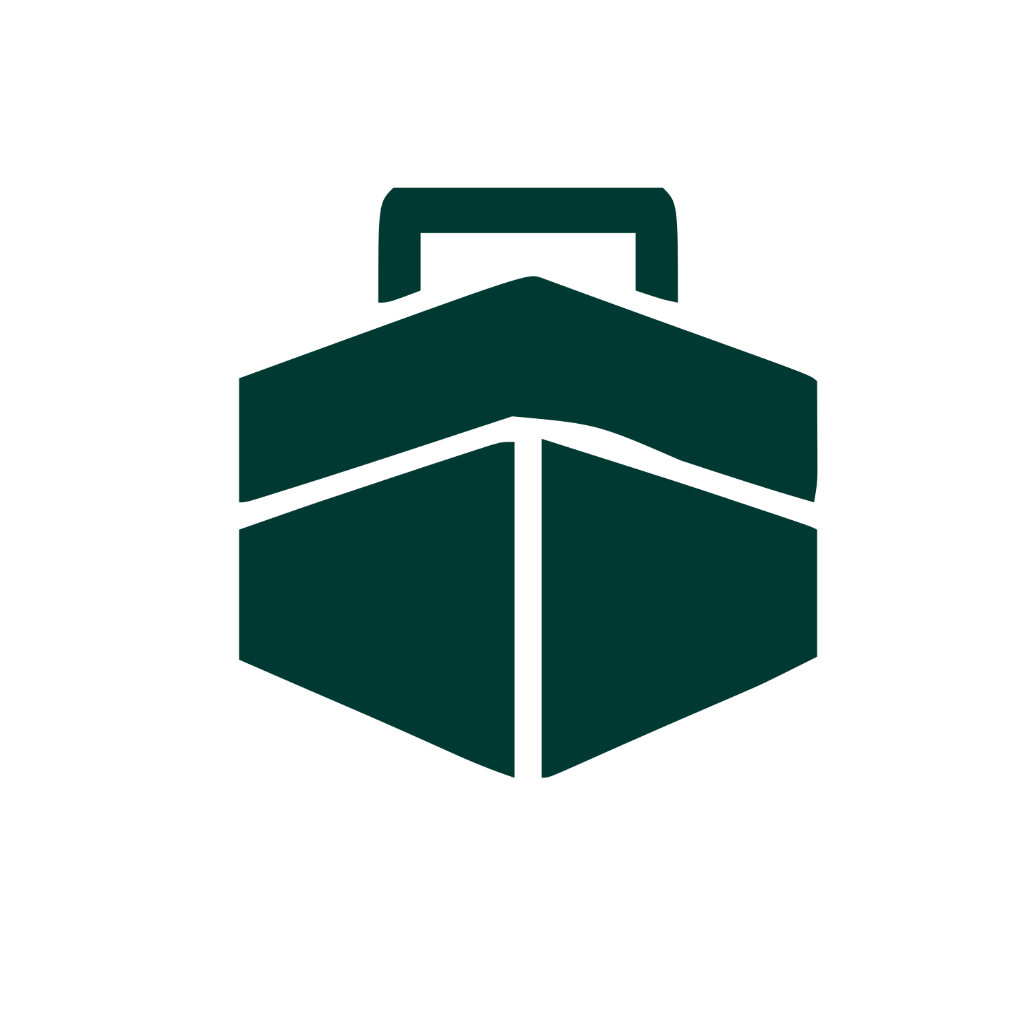 Hexagon Crown Badge Icon #ffffff/#003932