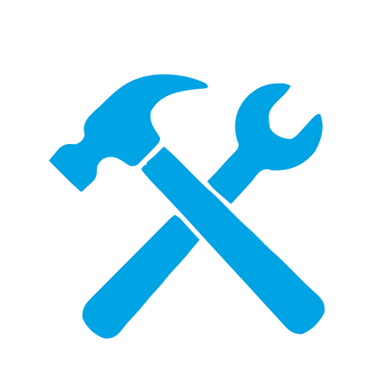 Hammer and Wrench Crossed Logo #00a3e4