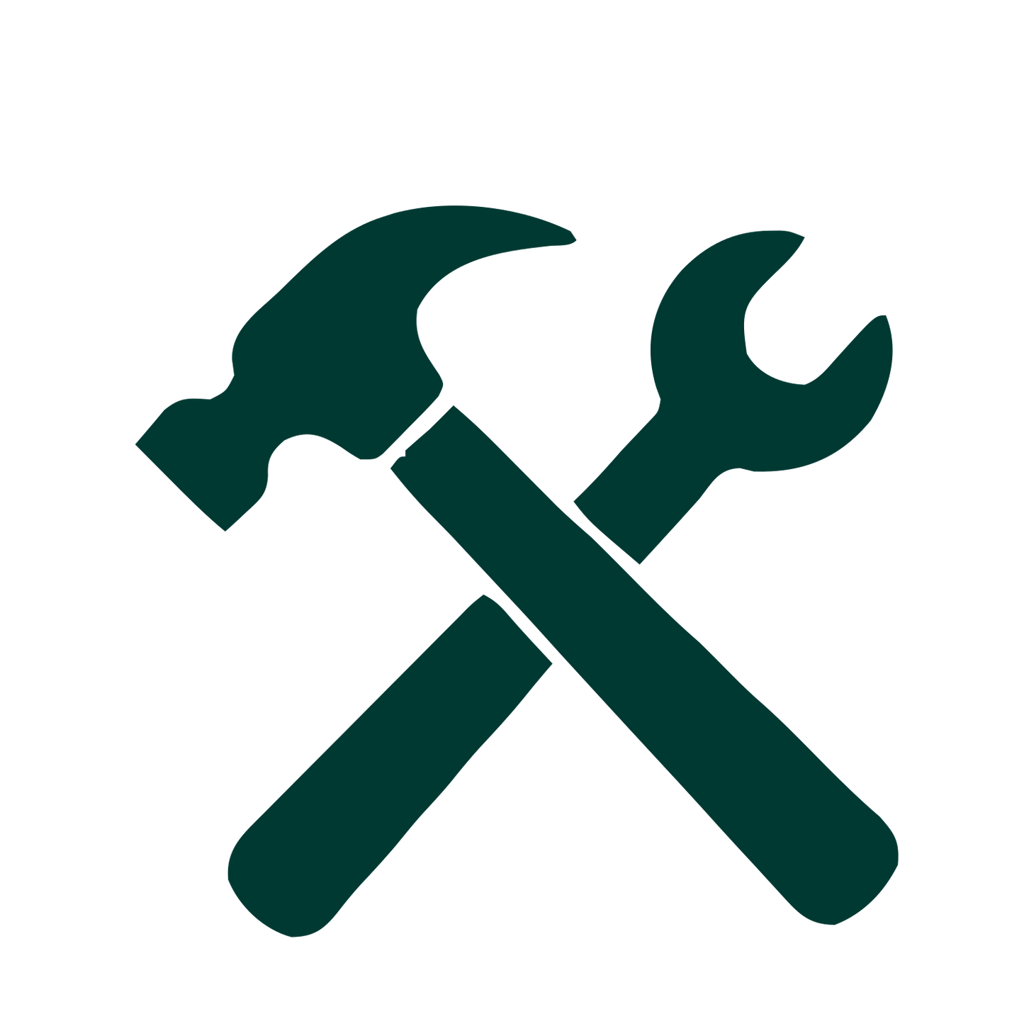 Hammer and Wrench Crossed Logo #003932