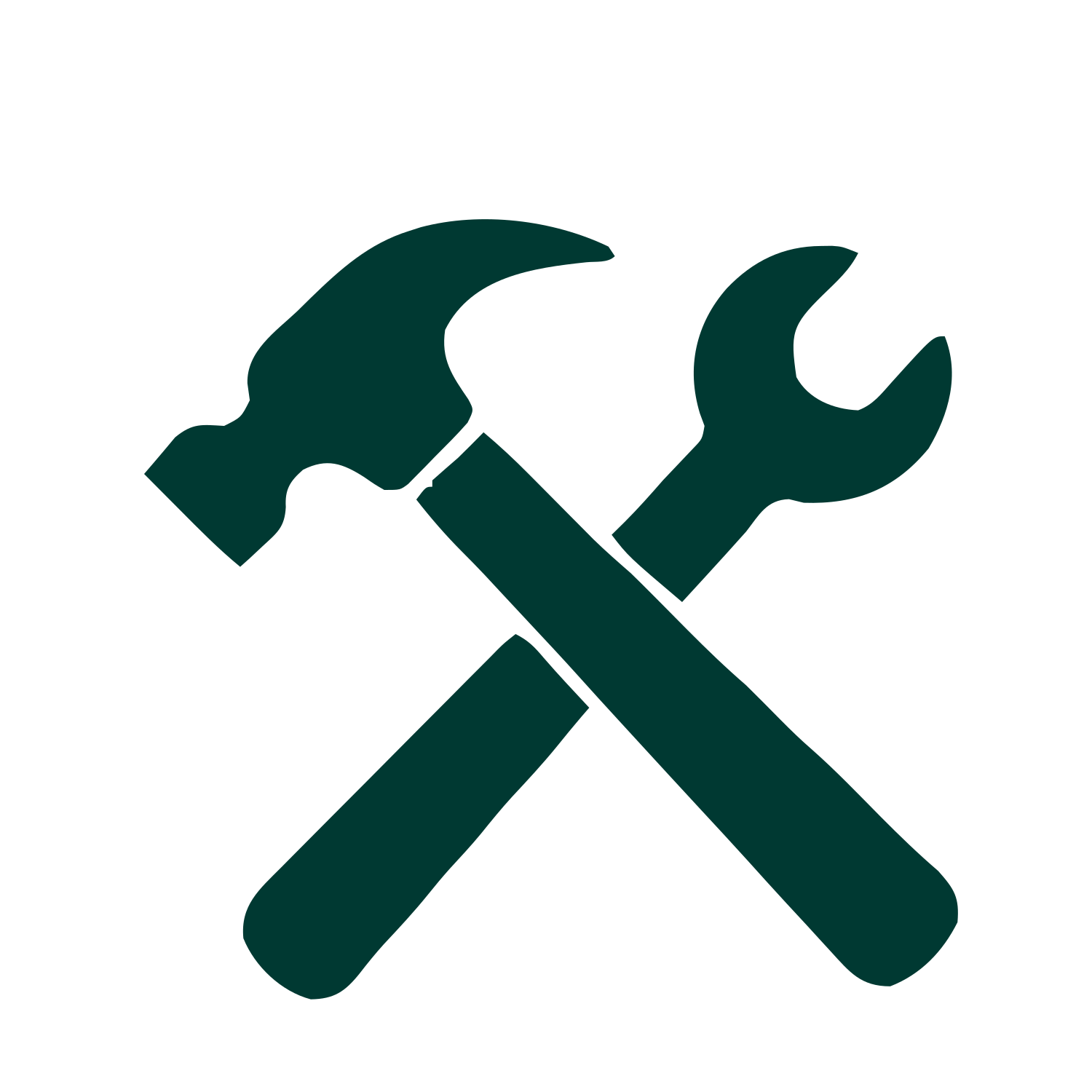 Hammer and Wrench Crossed Logo #003932