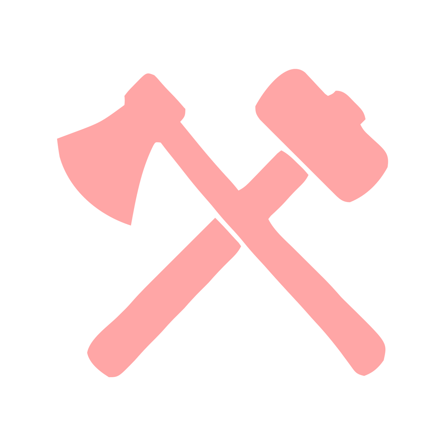 Crossed Axe Hammer Logo #ffa6a6