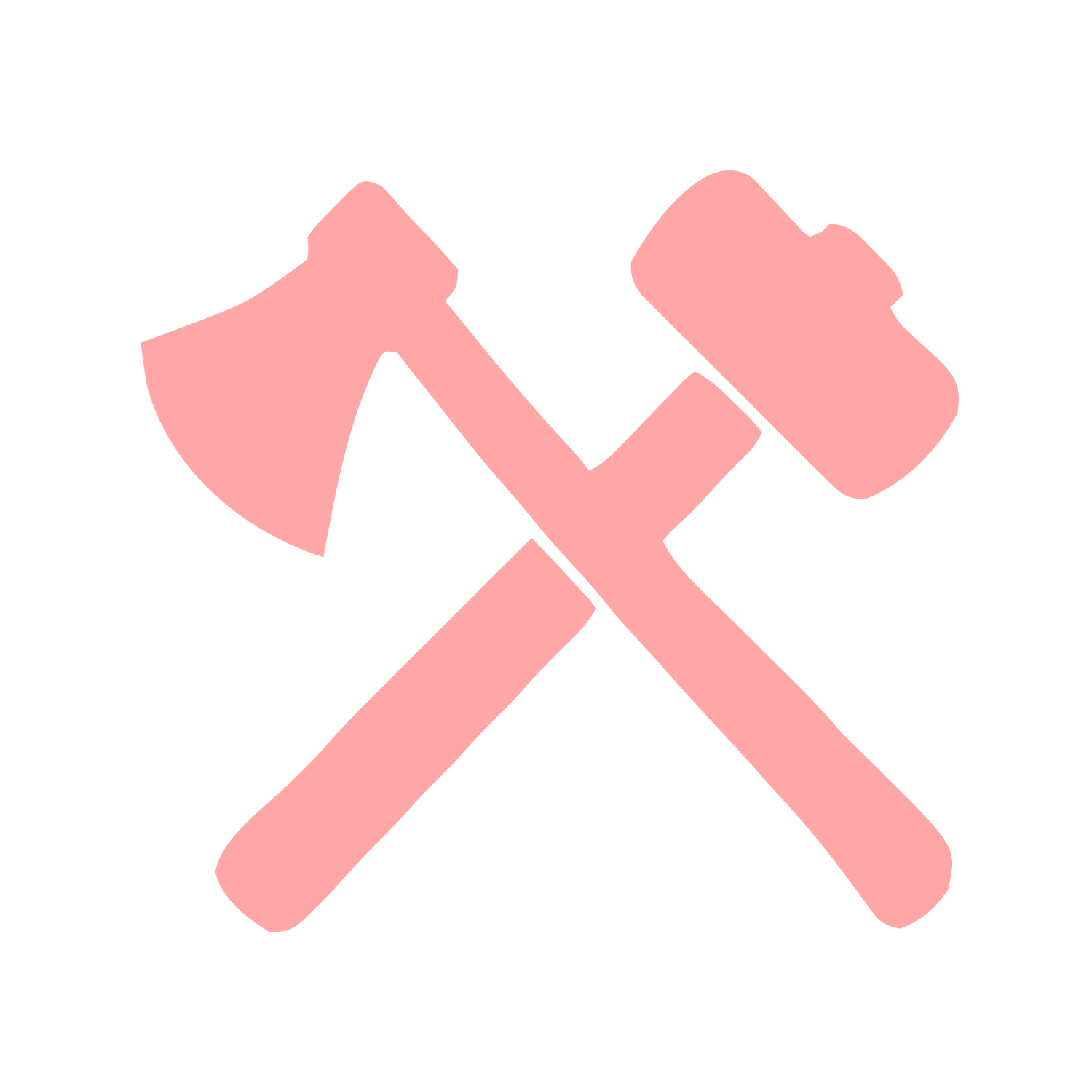 Crossed Axe Hammer Logo #ffa6a6