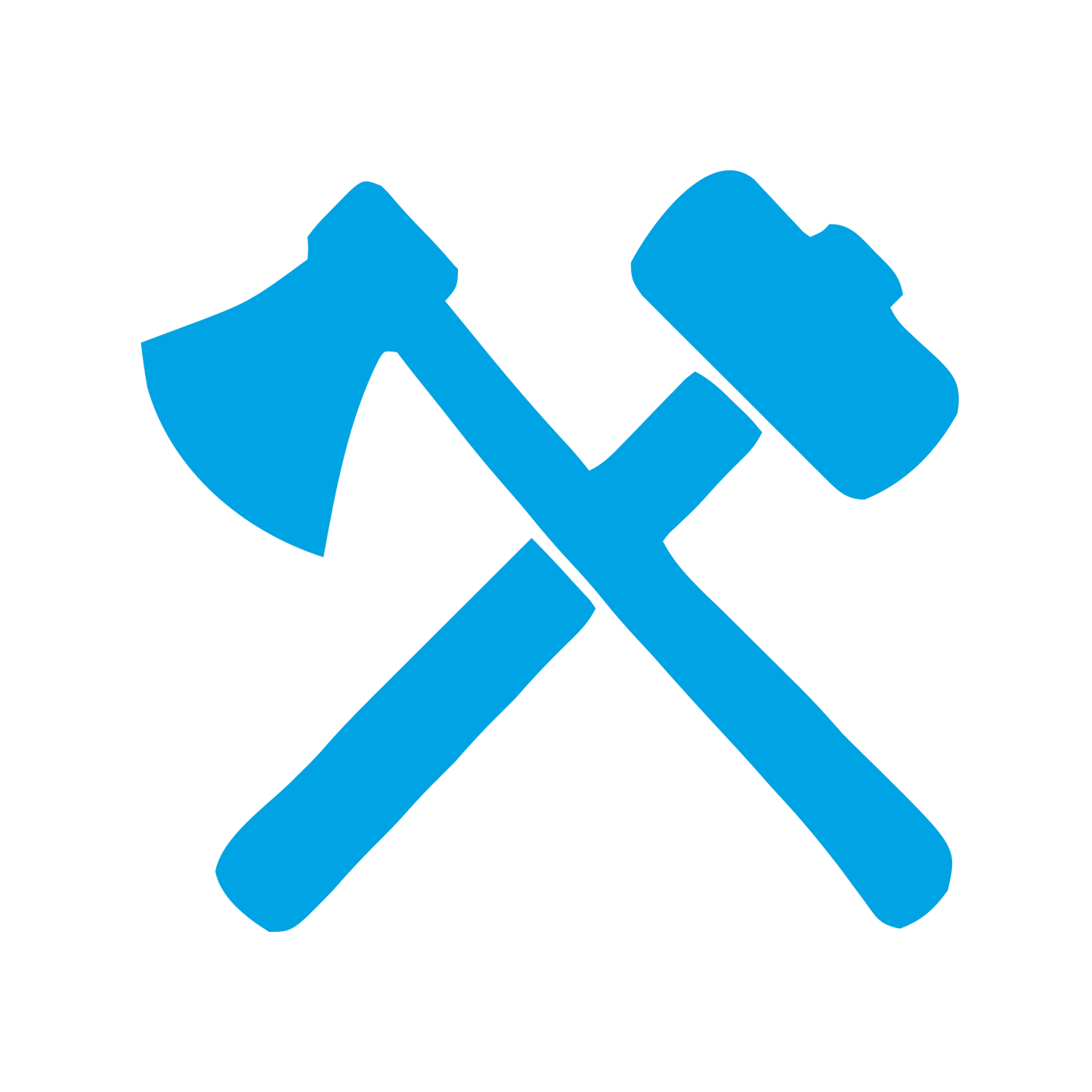 Crossed Axe Hammer Logo #00a3e4