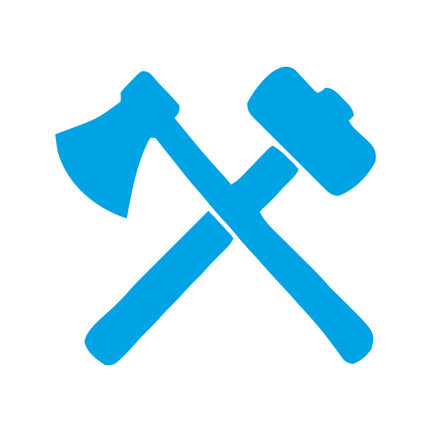 Crossed Axe Hammer Logo #00a3e4