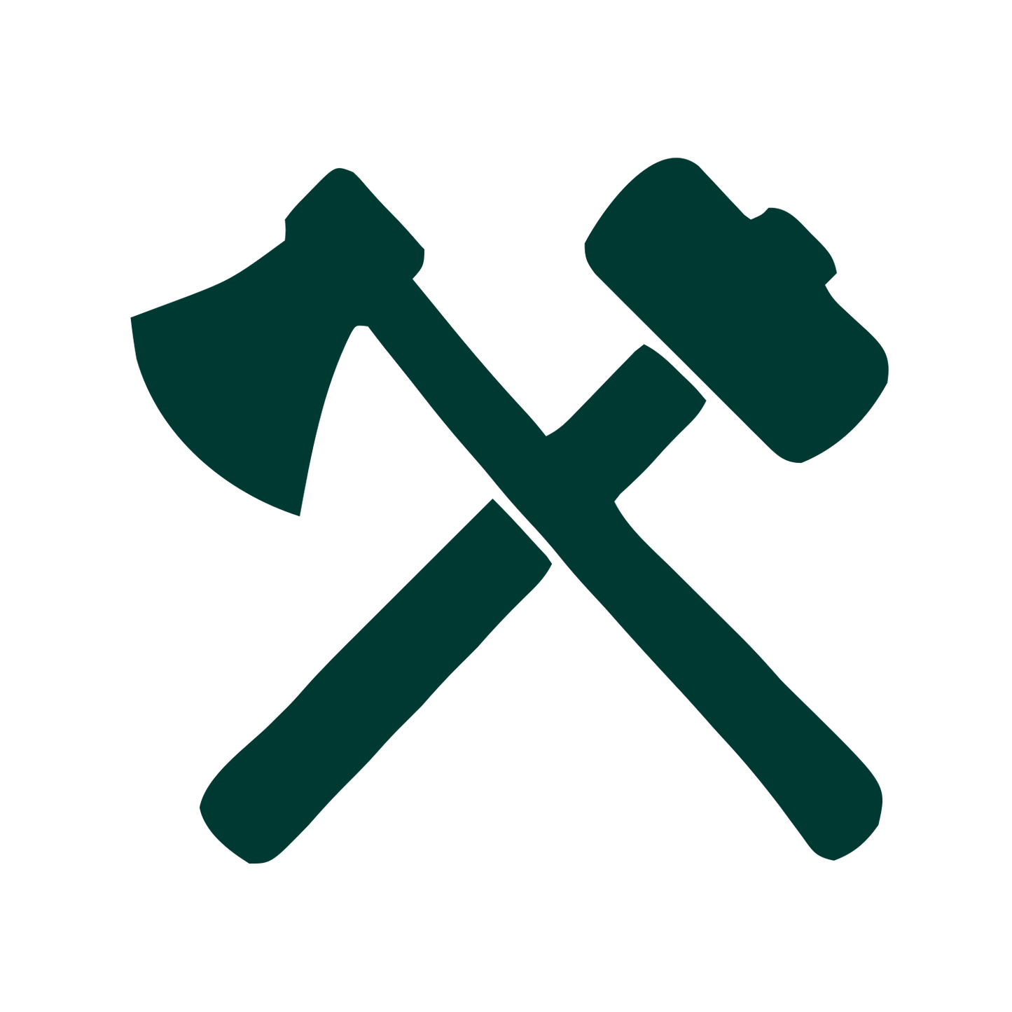 Crossed Axe Hammer Logo #003932