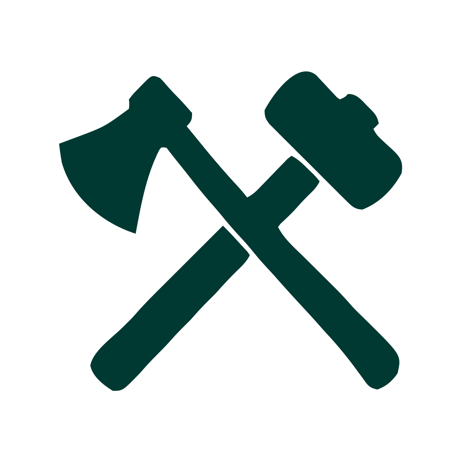 Crossed Axe Hammer Logo #003932