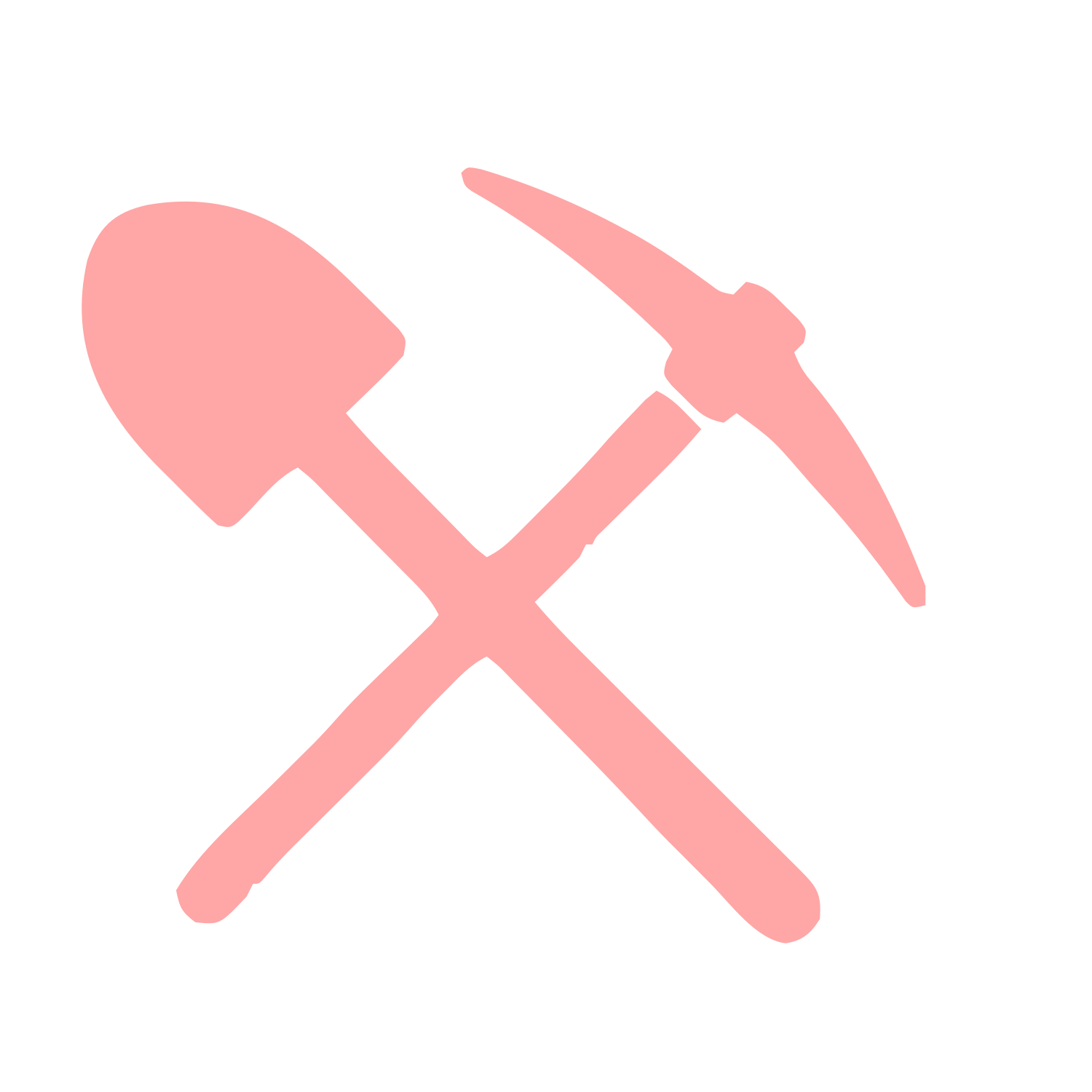 Crossed Shovel Pickaxe Logo #ffa6a6