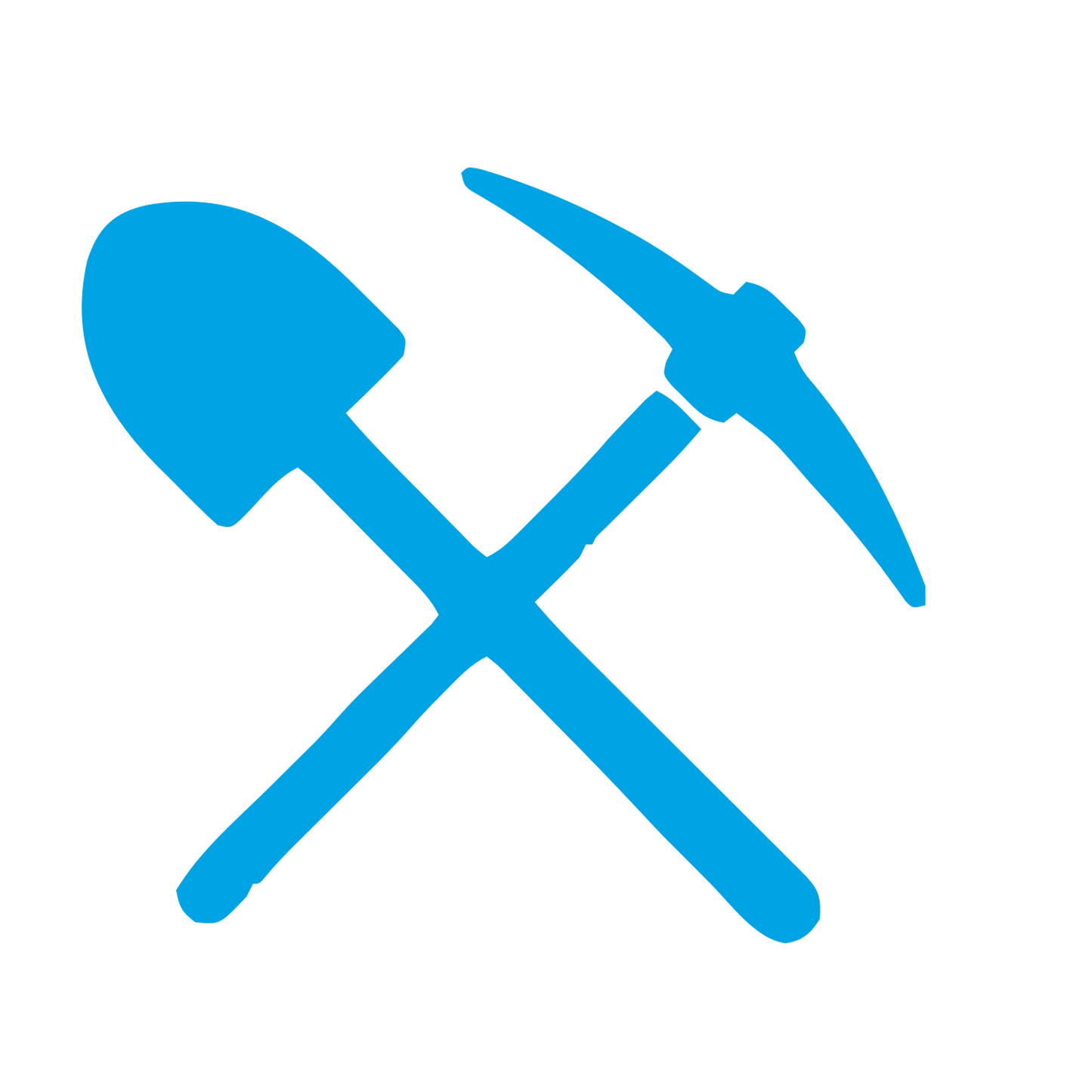 Crossed Shovel Pickaxe Logo #00a3e4