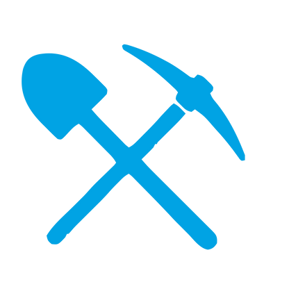Crossed Shovel Pickaxe Logo #00a3e4