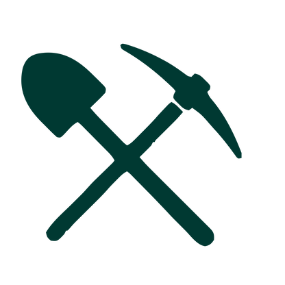 Crossed Shovel Pickaxe Logo #003932