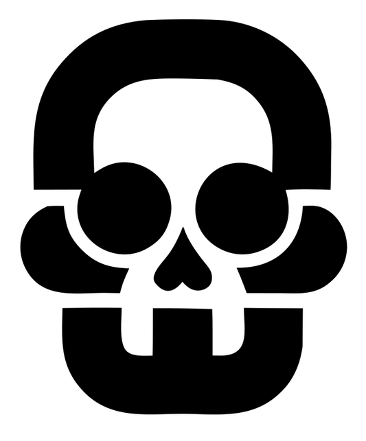 Blocky Skull Rounded Badge