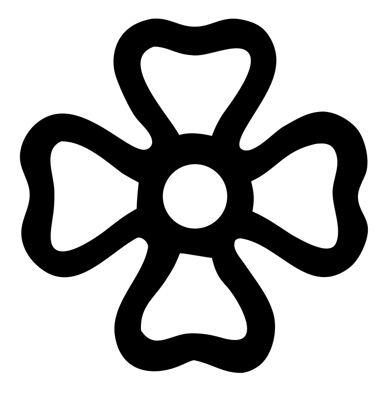Bold Four-Petal Flower Cross Badge