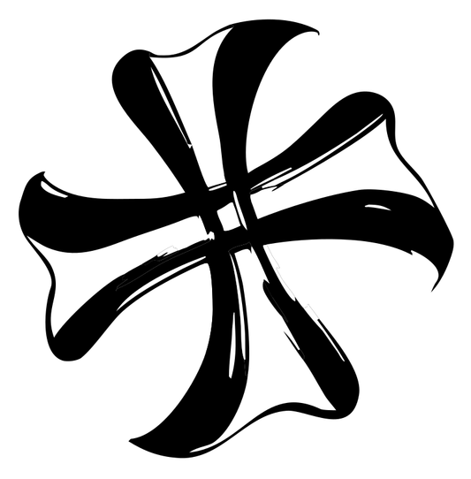Hand-Drawn Pinwheel Cross Badge