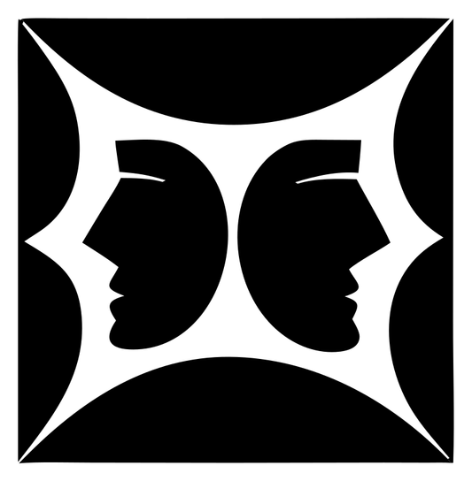 Mirrored Faces Gemini Crest