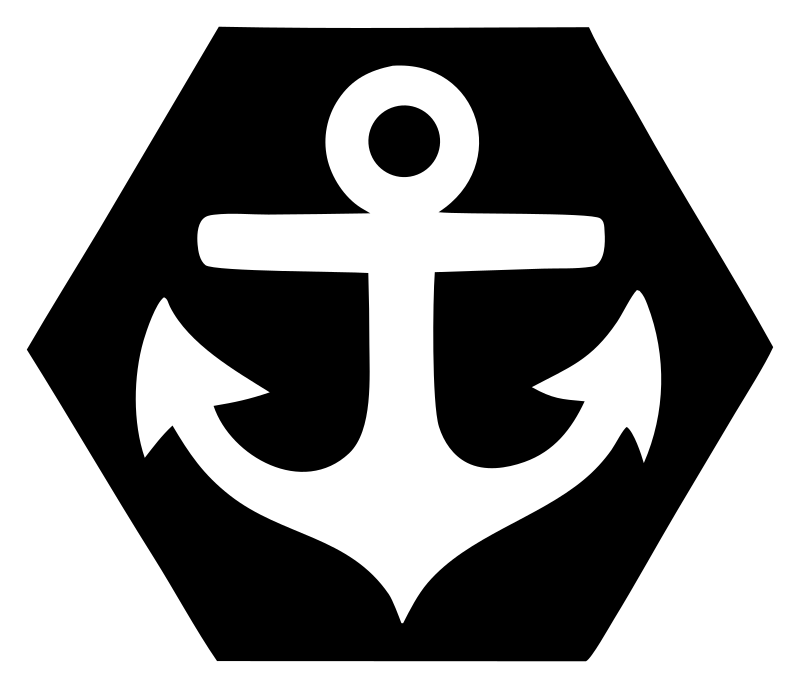 Negative Space Anchor Hexagon Badge