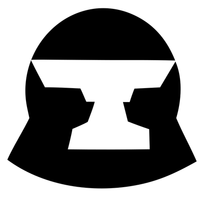Negative Space Anvil Shield Logo