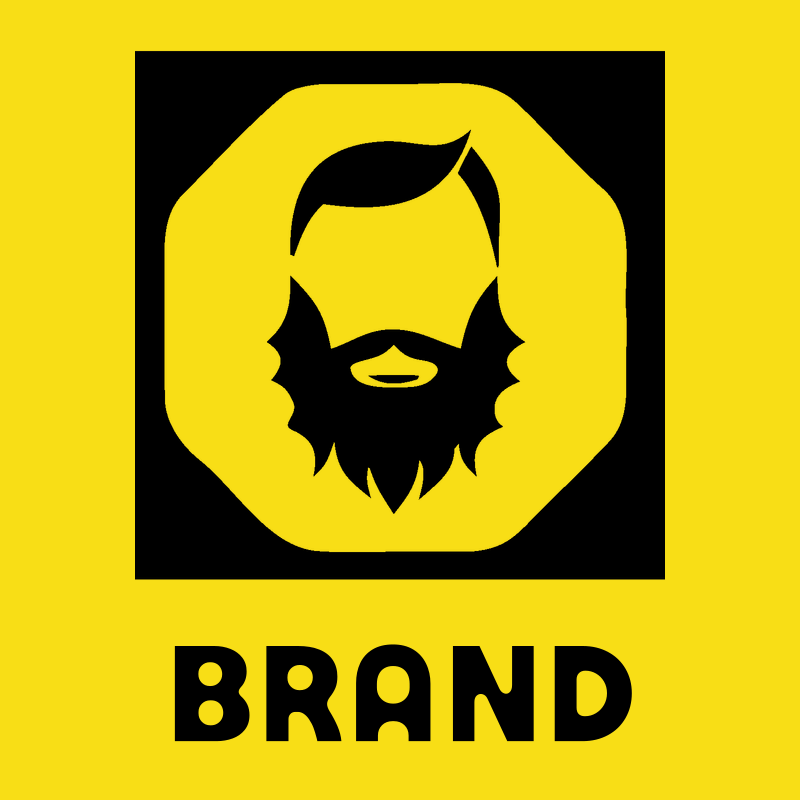 Negative Space Bearded Man Octagon Badge preview