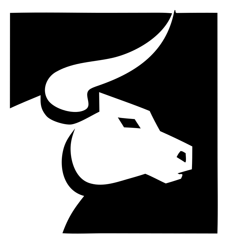 Negative Space Bull Square Logo