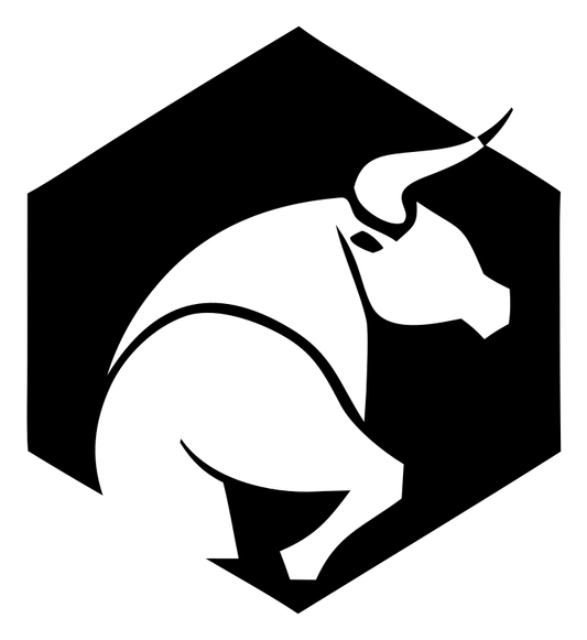 Negative Space Charging Bull Badge