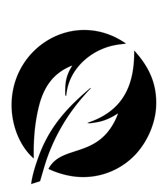 Negative Space Feather Circle Badge