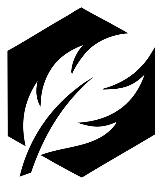 Negative Space Feather Hexagon Logo