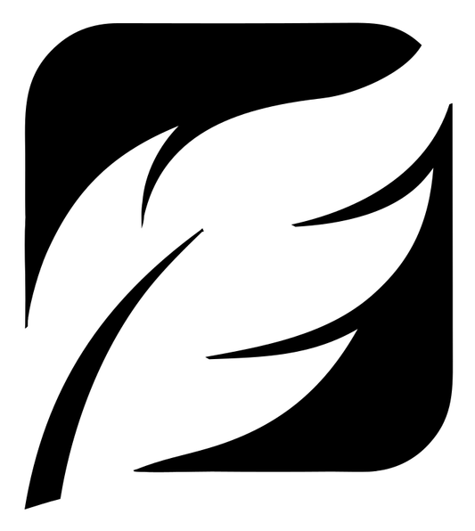 Negative Space Feather Square Badge