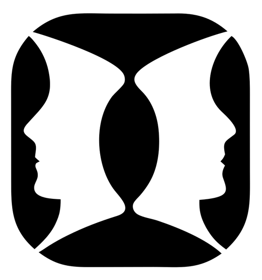 Negative Space Four Faces Icon