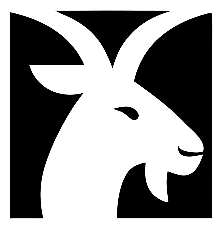Negative Space Goat Head Icon