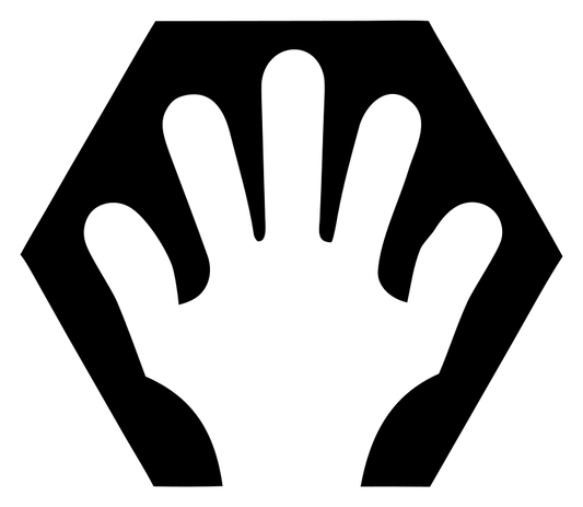 Negative Space Hand Hexagon Badge