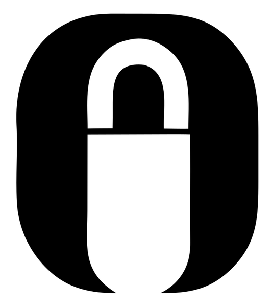 Negative Space Padlock Rounded Badge