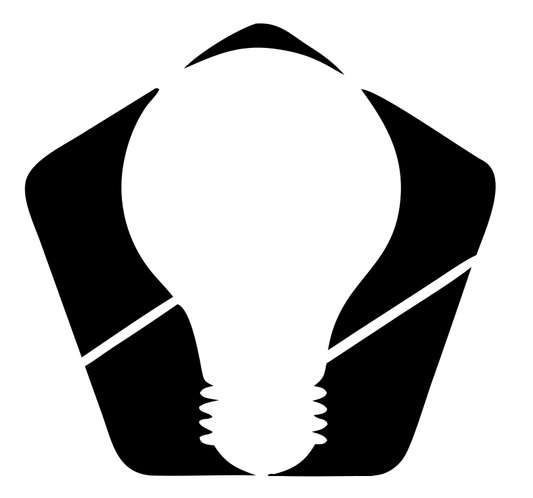 Negative Space Pentagon Bulb Logo
