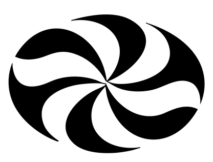 Negative Space Pinwheel Oval Badge
