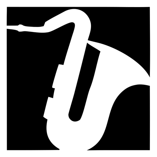 Negative Space Saxophone Block Logo
