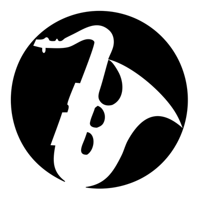 Negative Space Saxophone Circle Badge