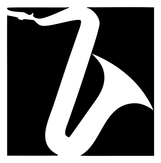 Negative Space Saxophone Square Logo