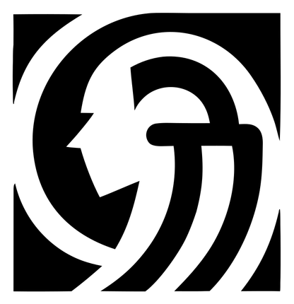 Negative Space Spiral Figure Badge