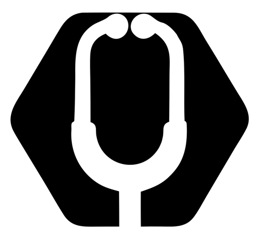 Negative Space Stethoscope Hexagon Emblem