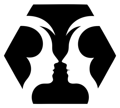 Negative Space Twin Faces Hexagon Badge